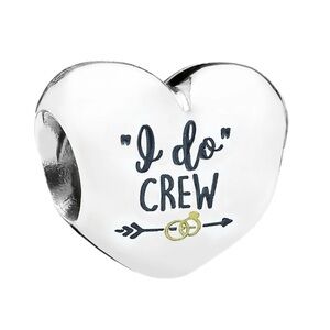 Authentic Pandora Silver Heart-Shaped 'I Do Crew' Charm - MINT CONDITION